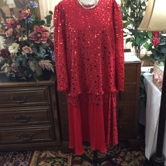 Red Sparkly Sequin Sissy Gurl Queen Party Dress - Picture 6 of 8